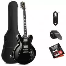  Donner Music DJP-1000 Semi-Hollow Electric Guitar Black