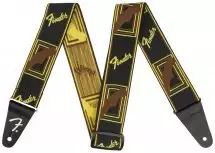 Fender 2&quot; WEIGHLESS MONOGRAMMED STRAP BLACK/YELLOW/BROWN