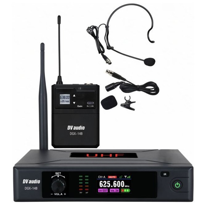 Радиосистема DV audio DGX-14B з гарніторою та петличкою чорного кольору