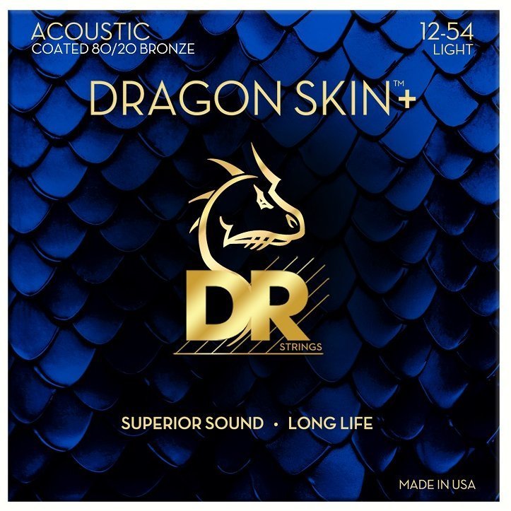 Струны для акустической гитары DR Strings DA8-12 Dragon Skin+ Acoustic 80/20 Bronze - Light (12-54)
