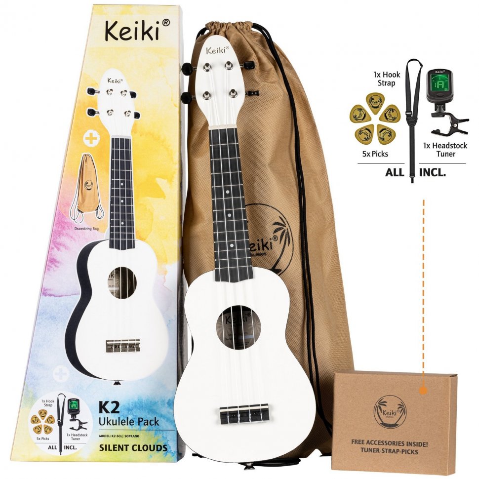 Укулеле Ortega Keiki Pack K2-SCL Sopano, Silent Cloud
