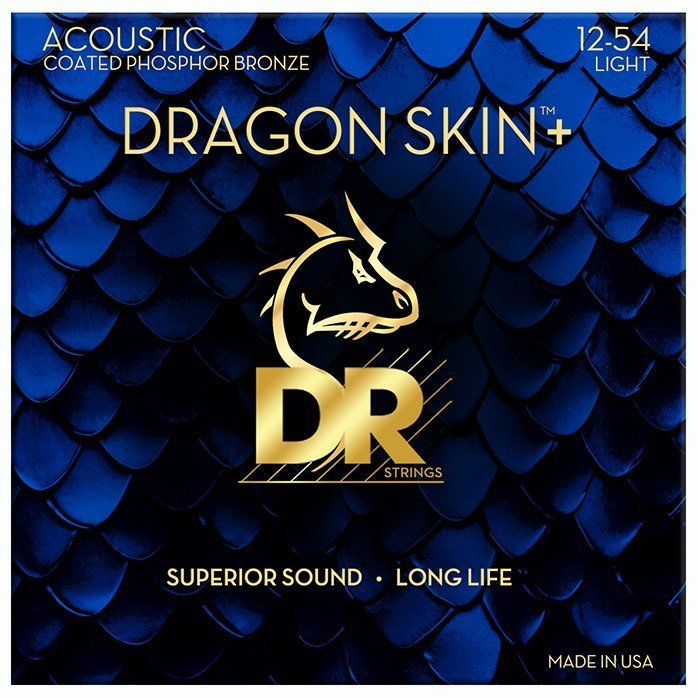 Струны для акустической гитары DR Strings DAP-12 Dragon Skin+ Acoustic Phosphor Bronze - Light (12-54)
