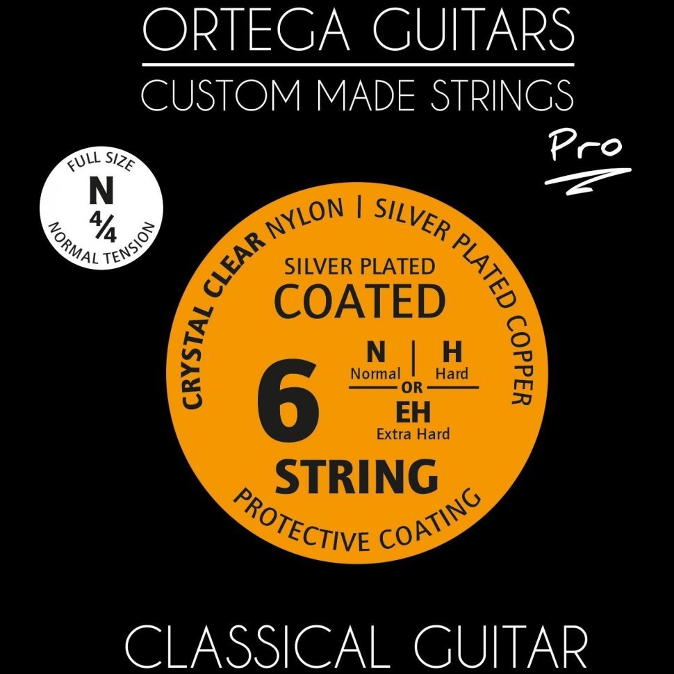 Струни для класичної гітари Ortega Custom Pro Coated Crystal Nylon NYP44N Normal Tension