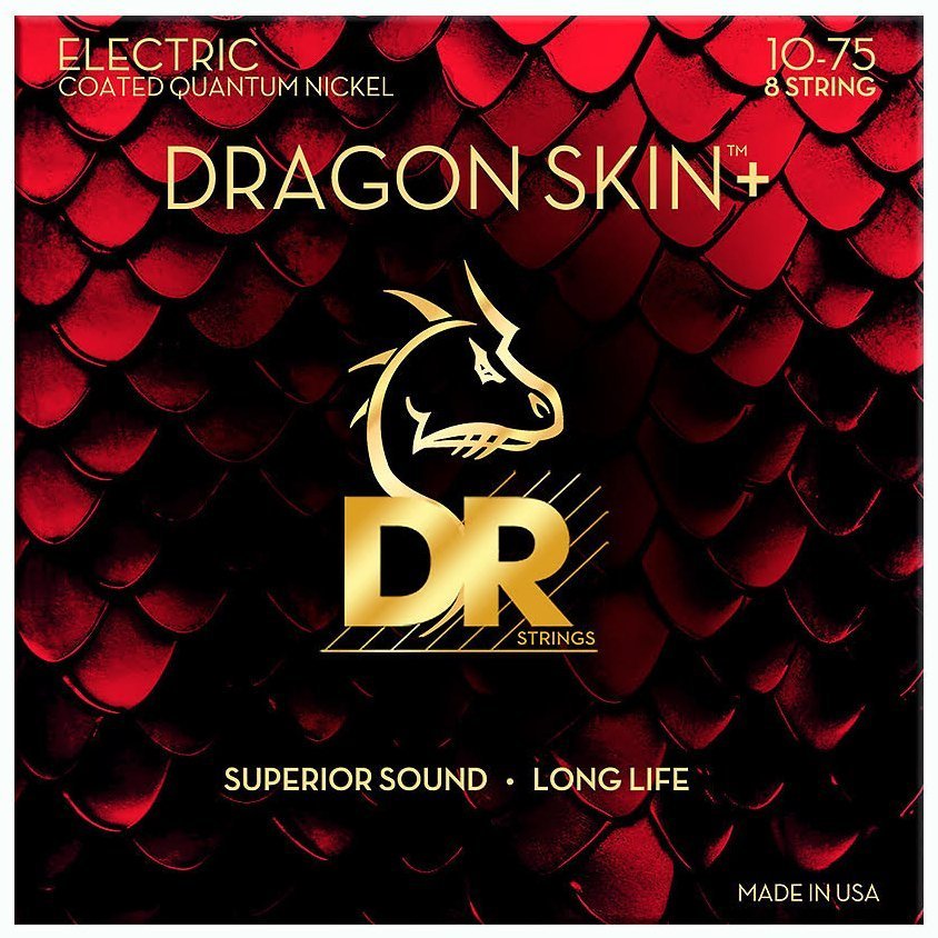 Струни для електрогітари DR Strings Dragon Skin+ Electric - Medium 8-String (10-75)
