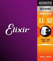 Elixir 11027 Nanoweb 80/20 Bronze Custom Light 11-52 (AC NW CL)