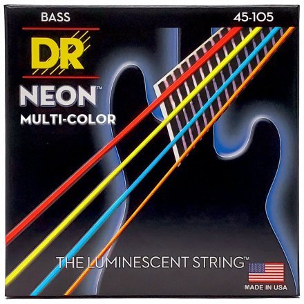 Струни до бас-гітари DR STRINGS NEON MULTI-COLOR BASS - MEDIUM (45-105) - Фото №154905