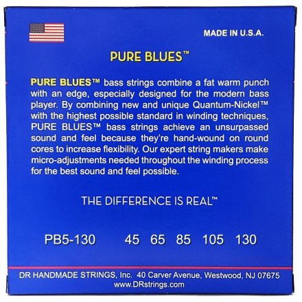 Струни до бас-гітари DR STRINGS PURE BLUES BASS - MEDIUM - 5-STRING (45-130) - Фото №154916
