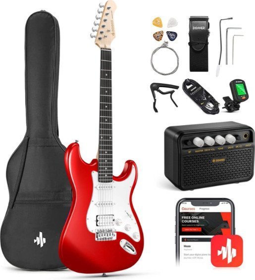 Комплект с электрогитарой Donner Music DST-100 Electric Guitar Kit Red Комплект с электрогитарой Donner Music DST-100 Electric Guitar Kit Red