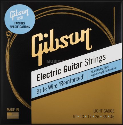 Струни до електрогітари Gibson SEG-BWR9 BRITE WIRE REINFORCED 10-46 LIGHT - Фото №128021