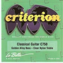 La Bella C750 Criterion Classical Guitar, Clear Nylon, Golden Alloy