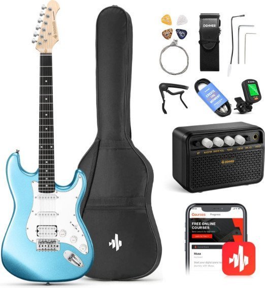 Комплект з електрогітарою Donner Music DST-100 Electric Guitar Kit Lake Blue