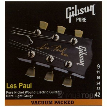 Струни до електрогітари Gibson SEG-LP9 Les Paul Pure Nickel Wound .009-.042 - Фото №103010