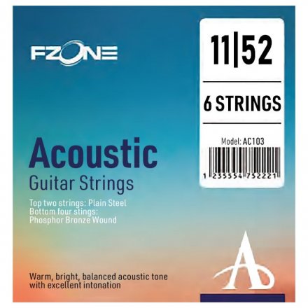 Струны для акустической гитары Fzone AC103 ACOUSTIC PHOSPHOR BRONZE (11-52) - Фото №143923