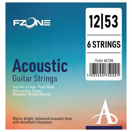Струны для акустической гитары Fzone AC104 ACOUSTIC PHOSPHOR BRONZE (12-53) - Фото №143924