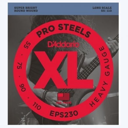 Струни до бас-гітари D&#039;Addario EPS230 XL Pro Steels Bass Heavy 55-110 - Фото №18894