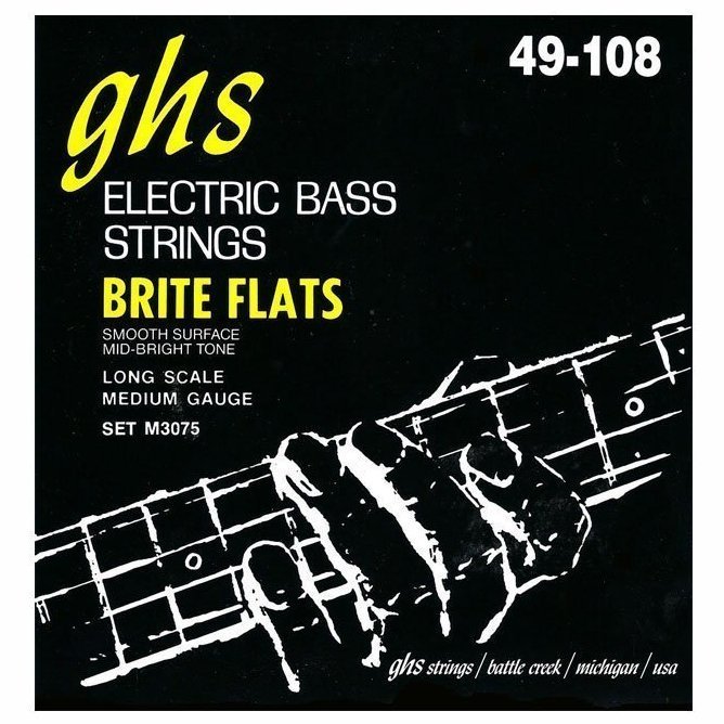 Струни для бас-гітари GHS Brite Flats M3075, 49-108 Струни для бас-гітари GHS Brite Flats M3075, 49-108