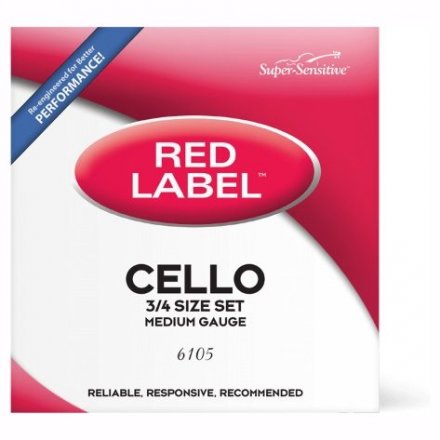 Струни для віолончелі D&#039;Addario Super Sensitive 6105 Red Label Cello String Set - 3/4 Size - Фото №146053