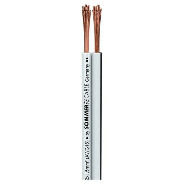 Кабель акустический Sommer Cable 420-0150-WS Installation cable SC-Nyfaz; 1 x 2 x 1,50 mm&sup2;; PVC; 6,5 x 2,8 mm; white