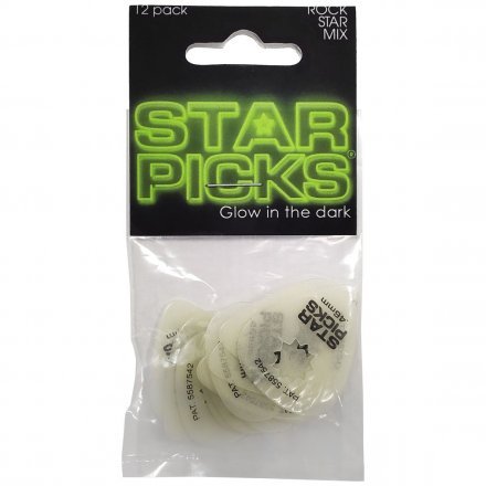 Медіатор Cleartone EVERLY GLOW IN THE DARK STAR PICK MIX (12-PACK) - Фото №150831