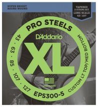 D'Addario EPS300-5 ProSteels, Custom LT Top / MD Bottom, 43-127, Tapered