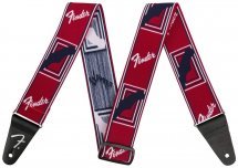 Fender 2&quot; WEIGHLESS MONOGRAMMED STRAP RED/WHITE/BLUE
