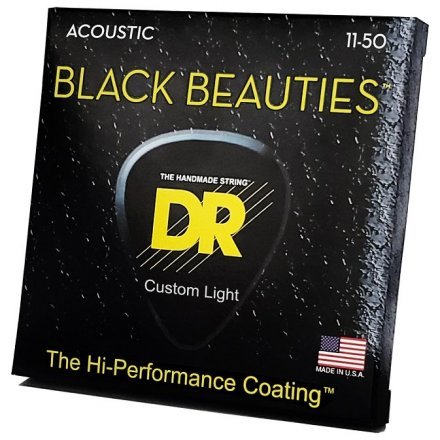 Струни до акустичної гітари DR STRINGS BLACK BEAUTIES ACOUSTIC - CUSTOM LIGHT (11-50) - Фото №154717