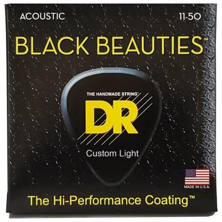 Струни до акустичної гітари DR STRINGS BLACK BEAUTIES ACOUSTIC - CUSTOM LIGHT (11-50) - Фото №154719