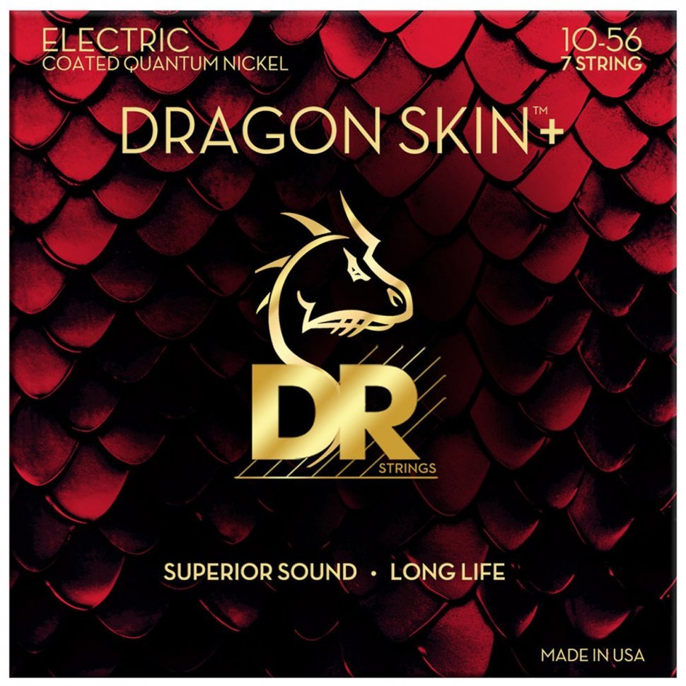 Струны для электрогитары DR Strings Dragon Skin+ Electric - Medium 7-String (10-56)