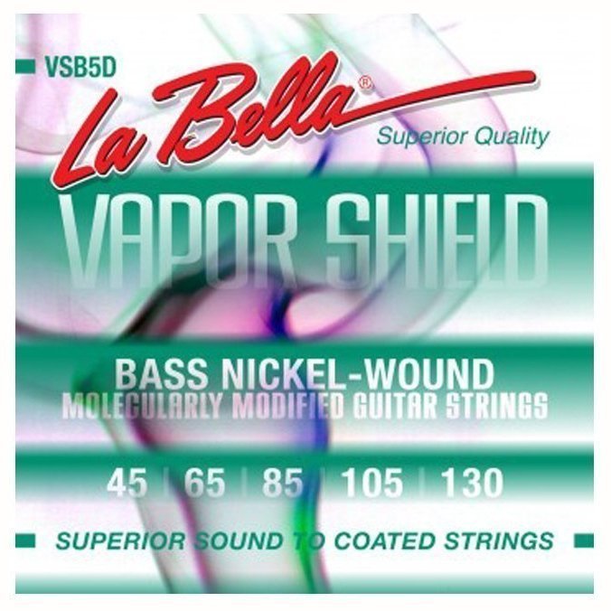 Струни для бас-гітари La Bella Vapor Shield Nickel Round Wound VSB5D, 45-130 Струни для бас-гітари La Bella Vapor Shield Nickel Round Wound VSB5D, 45-130