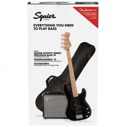 Комплект с бас-гітарою Squier by Fender Affinity Series Pj Bass Start Pack Black - Фото №154137