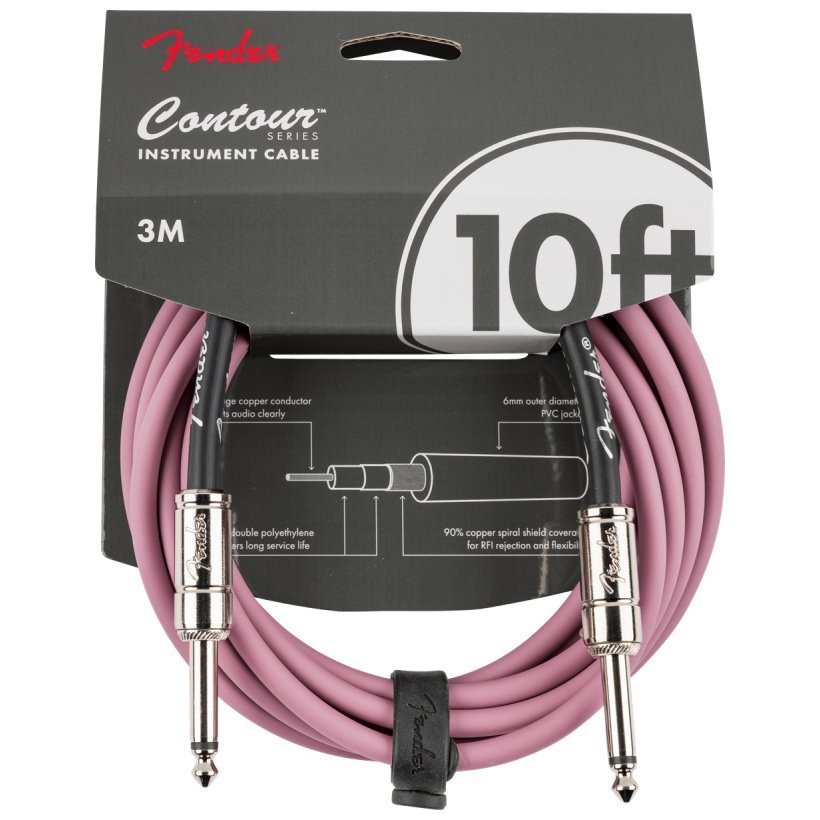 Кабель инструментальный Fender Cable Contour Series 10' Burgundy Mist