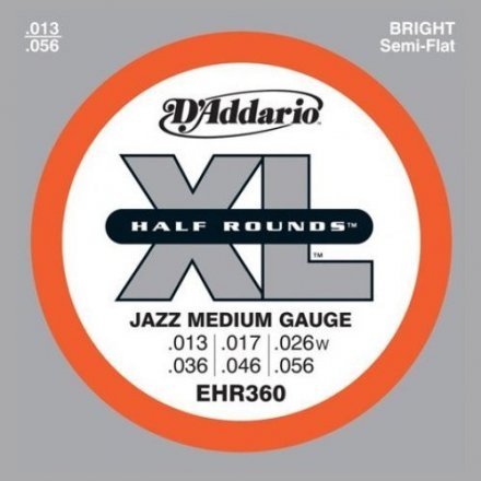 Струны для электрогитары D&#039;Addario EHR360 Steel XL Half Rounds Jazz Medium 13-56 - Фото №17708