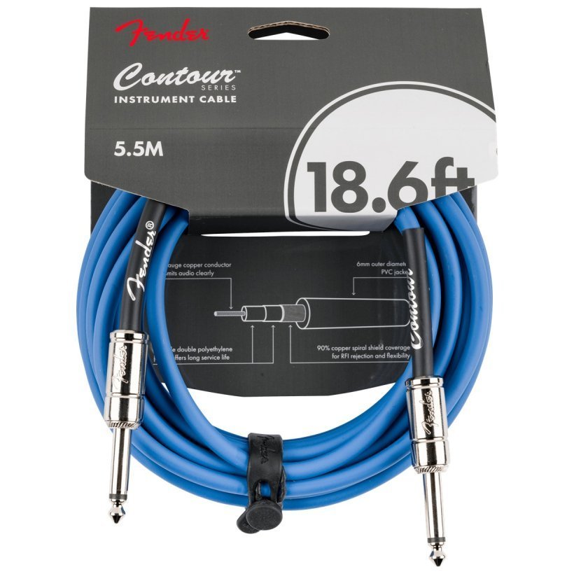 Кабель инструментальный Fender Cable Contour Series 18.6' Lake Placid Blue