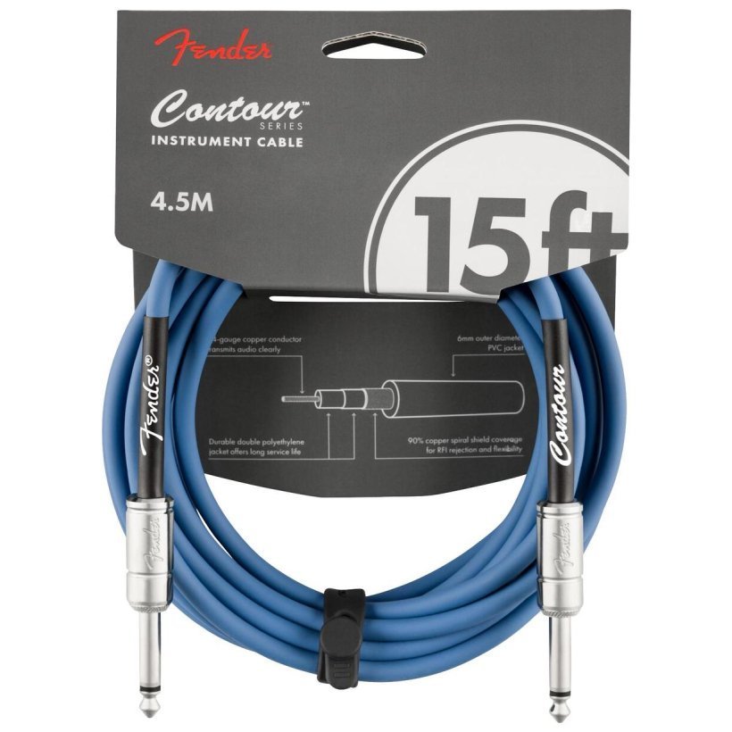 Кабель Fender Cable Contour Series 15' Lake Placid Blue