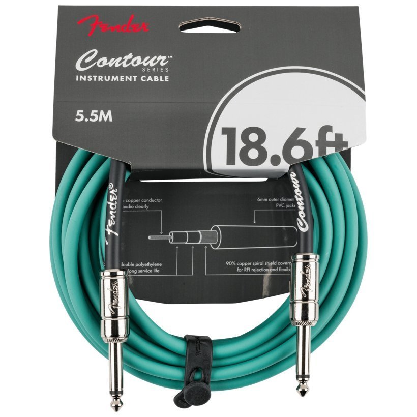 Кабель инструментальный Fender Cable Contour Series 18.6' Sherwood Green