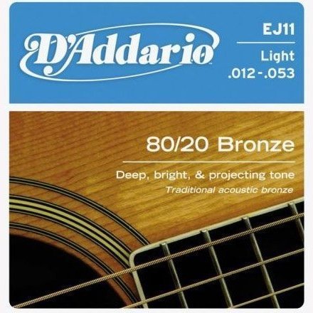 Струны для акустической гитары D&#039;Addario EJ11 80/20 Bronze Light (12-53) - Фото №16817