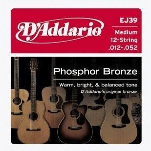 Струни до акустичної гітари D&#039;Addario EJ39 Phosphor Bronze Medium 12-String 12-52 - Фото №16826