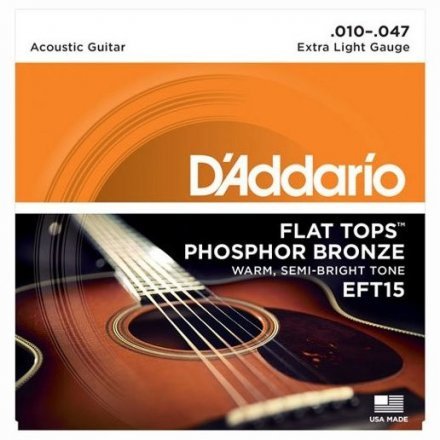 Струни до акустичної гітари D&#039;Addario EFT15 Flat Tops Extra Light 10-47 - Фото №17028