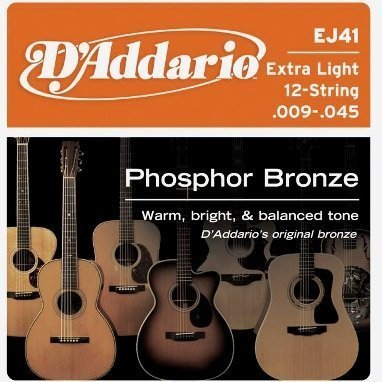 Струни до акустичної гітари D&#039;Addario EJ41 Phosphor Bronze Extra Light 12-String (9-45) - Фото №16828