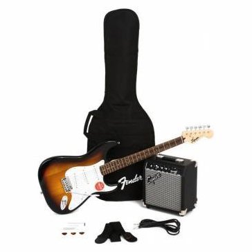 Комплект с электрогитарой Squier by Fender STRATOCASTER PACK LR BROWN SUNBURST GIG BAG 10G - 230V EU - Фото №143708