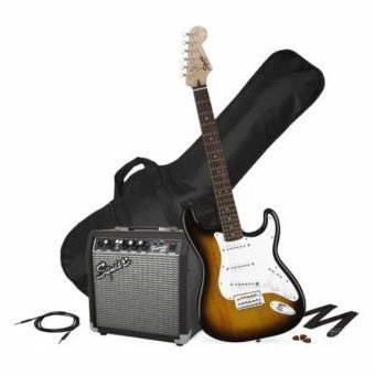 Комплект с электрогитарой Squier by Fender STRATOCASTER PACK LR BROWN SUNBURST GIG BAG 10G - 230V EU - Фото №143709