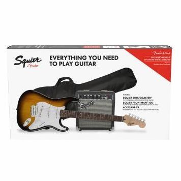 Комплект с электрогитарой Squier by Fender STRATOCASTER PACK LR BROWN SUNBURST GIG BAG 10G - 230V EU - Фото №143715