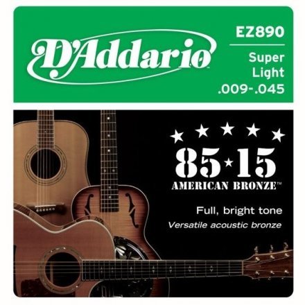 Струны для акустической гитары D&#039;Addario EZ890 Bronze Super Light 9-45 - Фото №16836